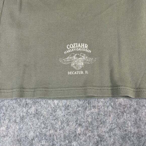 Harley Davidson Tank Top Womens Medium Y2K Ribbed Knit Green Made In USA Stretch - Picture 7 of 9